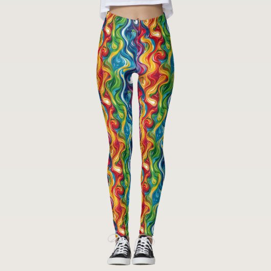 Koel betegeld abstract patroon leggings (Voorkant)