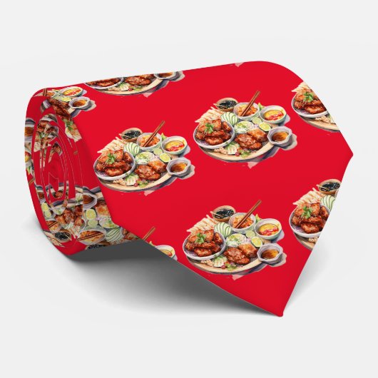 Koel betegeld Aziatisch eten Stropdas (Opgerold)