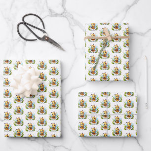 Koel betegeld baby bijenpatroon inpakpapier vel