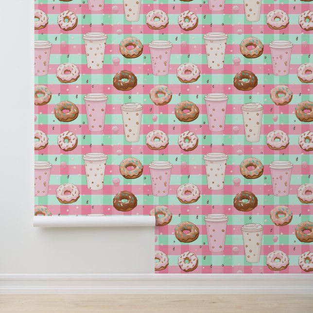 Koel betegeld donut patroon behang (Applicatie)