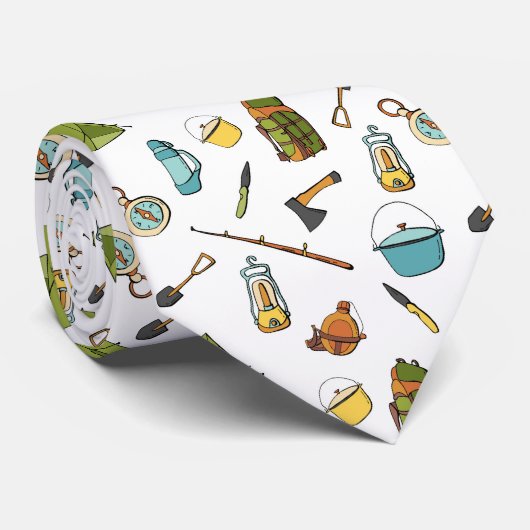 koel betegeld kampeerpatroon stropdas (Opgerold)