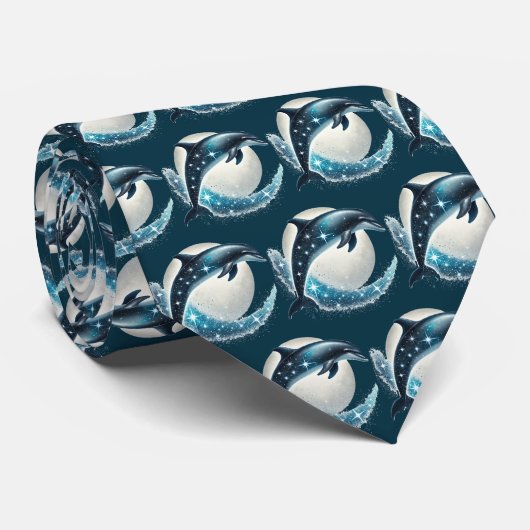 Koel betegeld patroon dolfijn stropdas (Opgerold)