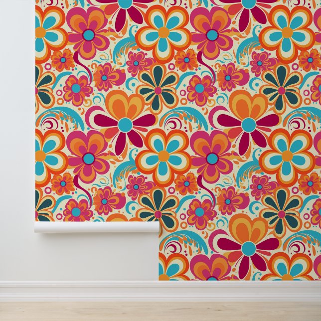 Koel betegeld retro patroon behang (Applicatie)