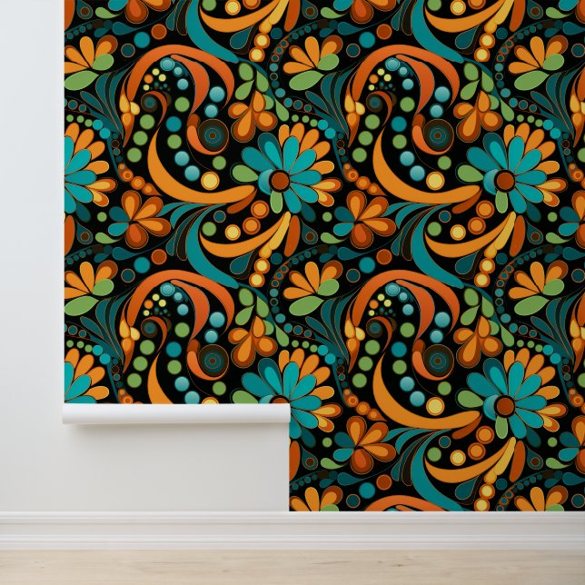 Koel betegeld retro patroon behang (Applicatie)