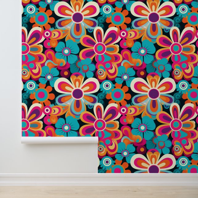 Koel betegeld retro patroon behang (Applicatie)