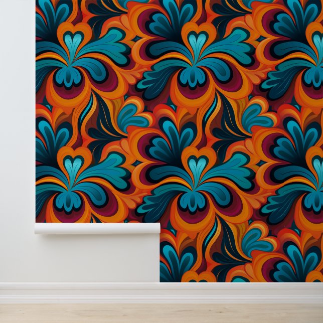 Koel betegeld retro patroon Wallpaper Behang (Applicatie)