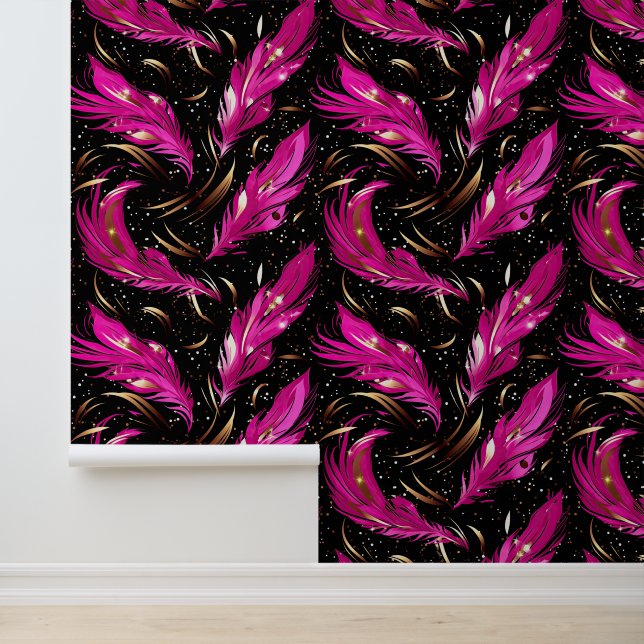 Koel betegeld roze patroon behang (Applicatie)