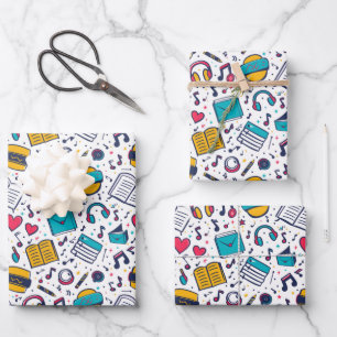 Koel betegeld schoolpatroon inpakpapier vel