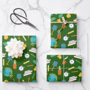 Koel betegeld schoolpatroon inpakpapier vel