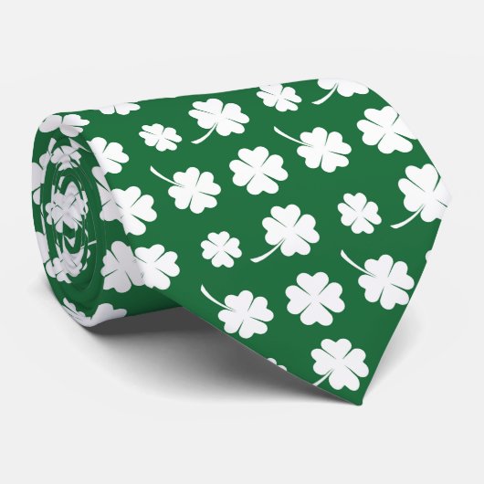 Koel betegelde vierbladige klavers St. Patrick's D Stropdas (Opgerold)
