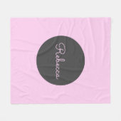 Koel bewerkbare roze retro-modern script ontwerp fleece deken (Voorkant (Horizontaal))