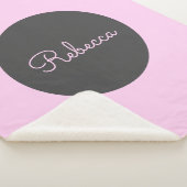 Koel bewerkbare roze retro-modern script ontwerp sherpa deken (3/4)