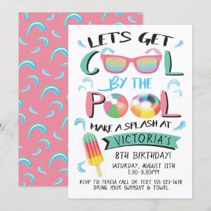Koel bij de Pool Birthday Party Invitation Kaart