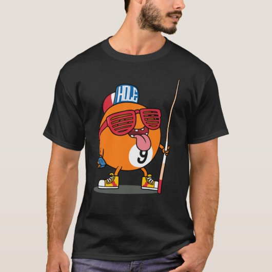 Koel billiard negen bal t-shirt (Voorkant)