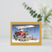 Koel- Biplane Santa Claus Feestdagenkaart (Staand voorkant)