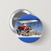 Koel- Biplane Santa Claus Ronde Button 5,7 Cm (Voorkant /achterkant)