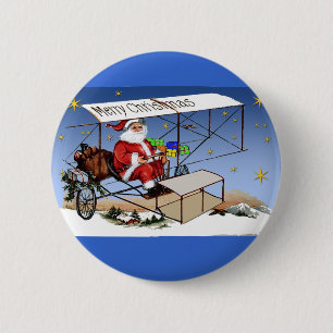 Koel- Biplane Santa Claus Ronde Button 5,7 Cm