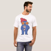 Koel Blau Monster Karakter met Muts T-shirt (Voorkant volledig)
