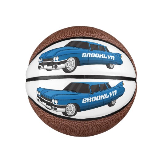 Koel blauw 1959 klassieke auto basketbal (Voorkant)