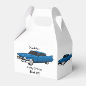 Koel blauw 1959 klassieke auto bedankdoosjes (Achterkant)