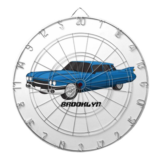 Koel blauw 1959 klassieke auto dartbord (Voorkant)