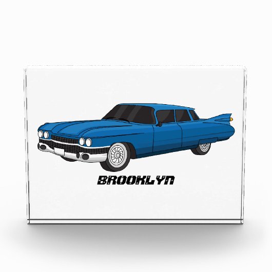 Koel blauw 1959 klassieke auto fotoblokken (Voorkant)