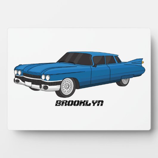 Koel blauw 1959 klassieke auto fotoplaat (voorkant)