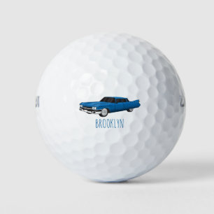 Koel blauw 1959 klassieke auto golfballen