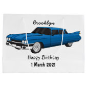 Koel blauw 1959 klassieke auto groot cadeauzakje (Achterkant)