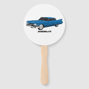 Koel blauw 1959 klassieke auto handwaaier
