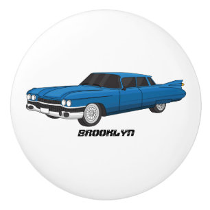 Koel blauw 1959 klassieke auto keramische knop