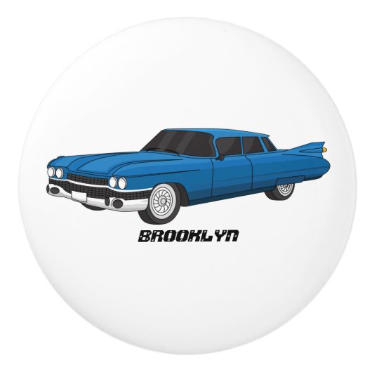 Koel blauw 1959 klassieke auto keramische knop (Voorkant)