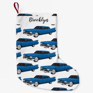 Koel blauw 1959 klassieke auto kleine kerstsok