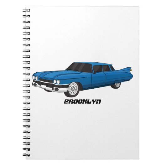 Koel blauw 1959 klassieke auto notitieboek (Voorkant)