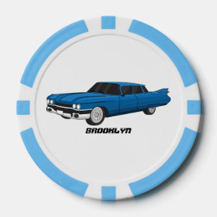 Koel blauw 1959 klassieke auto poker chips