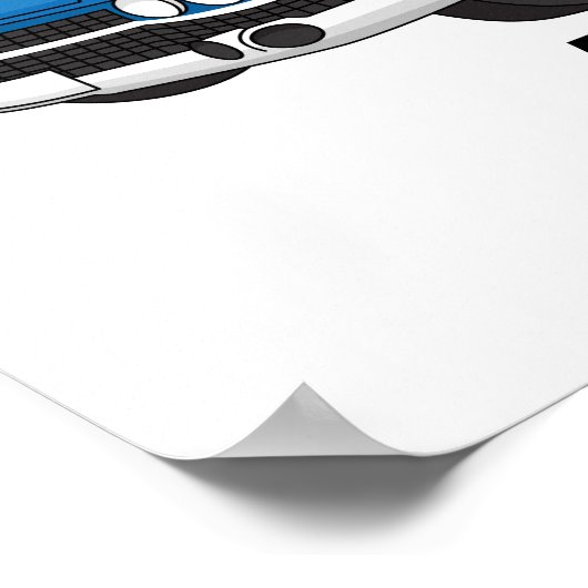 Koel blauw 1959 klassieke auto poster (Hoek)