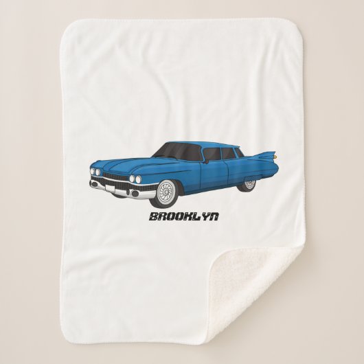 Koel blauw 1959 klassieke auto sherpa deken (Voorkant)