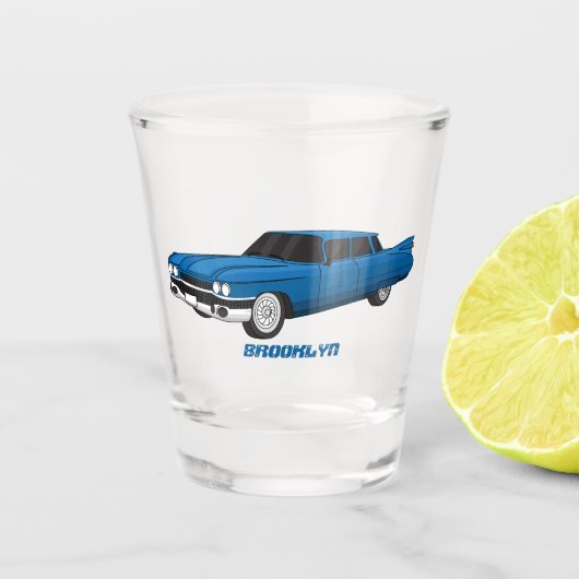Koel blauw 1959 klassieke auto shot glas (Voorkant)
