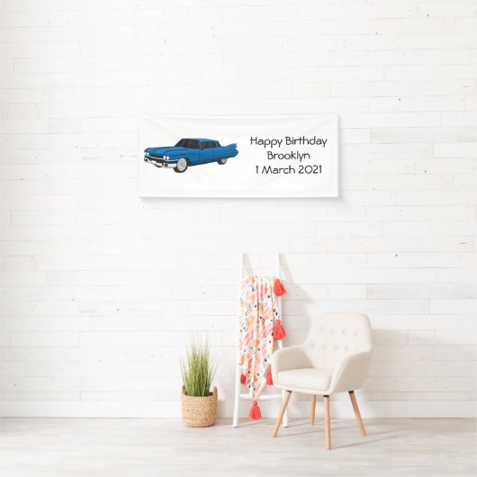 Koel blauw 1959 klassieke auto spandoek (Insitu)