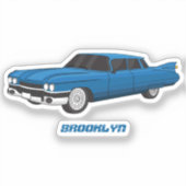 Koel blauw 1959 klassieke auto sticker (Voorkant)