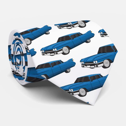 Koel blauw 1959 klassieke auto stropdas (Opgerold)