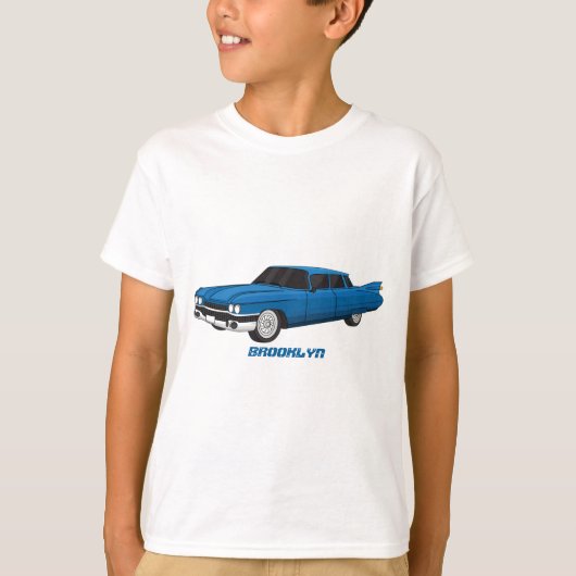 Koel blauw 1959 klassieke auto t-shirt (Voorkant)