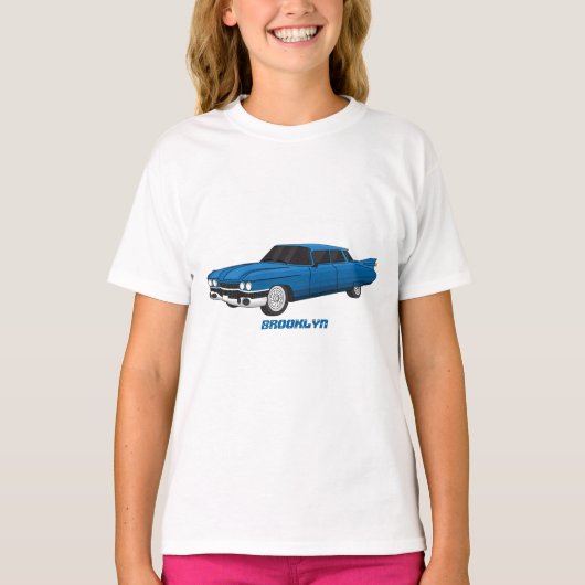 Koel blauw 1959 klassieke auto t-shirt (Voorkant)
