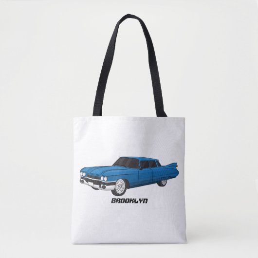 Koel blauw 1959 klassieke auto tote bag (Voorkant)