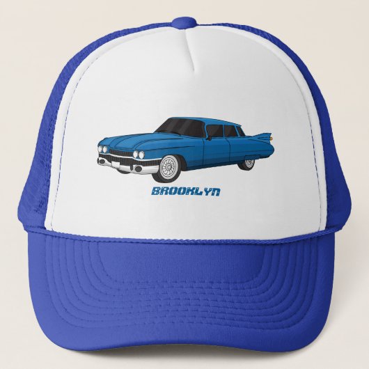 Koel blauw 1959 klassieke auto trucker pet (Voorkant)