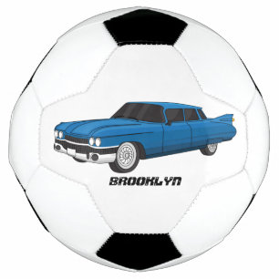 Koel blauw 1959 klassieke auto voetbal