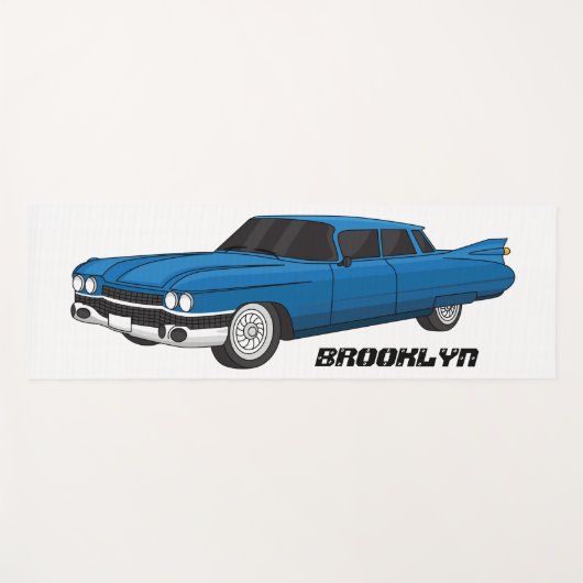 Koel blauw 1959 klassieke auto yogamat (Voorkant (horizontaal))