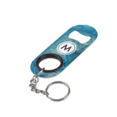 Koel Blauw Agat Patroon met Monogram Mini Flessenopener (Achterkant Gekanteld)