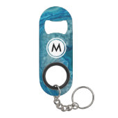 Koel Blauw Agat Patroon met Monogram Mini Flessenopener (Achterkant)