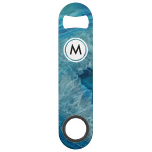 Koel Blauw Agat Patroon met Monogram Speed Flessenopener